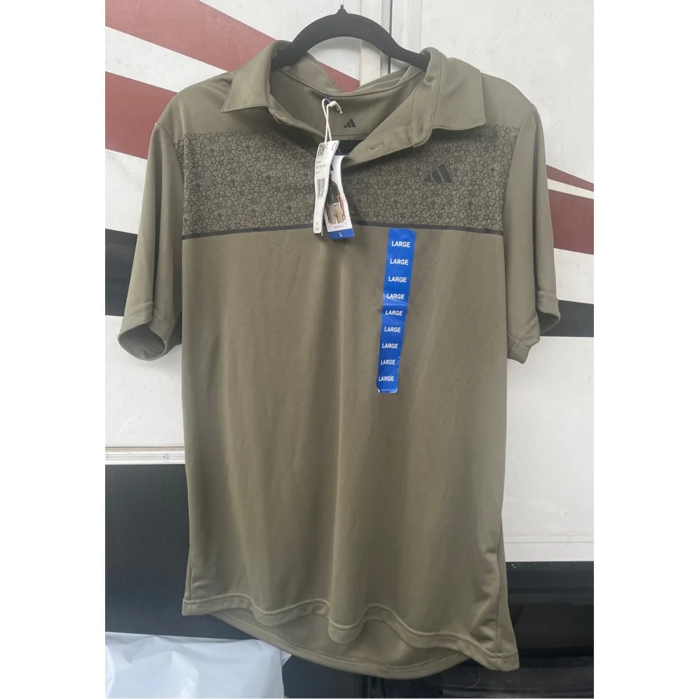 Men's Adidas Green & Black Golf Polo Shirt L NWT